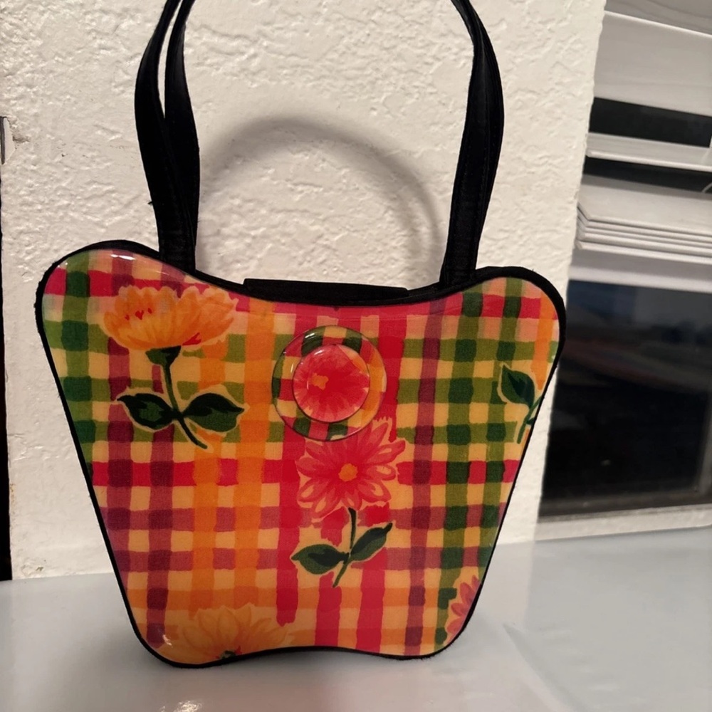 Angela Francine Vibrant‎ Floral Checkered Shoulder Bag